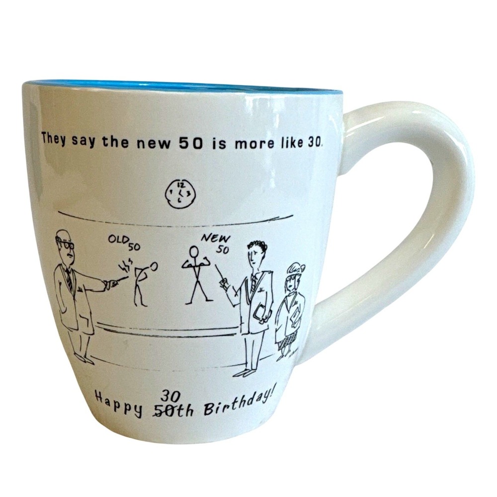 DaySpring Happy 50th Birthday Mug Blue White Ceramic Job 15:7 38169